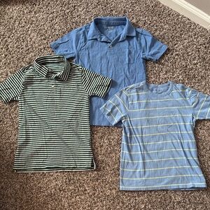 Crewcuts Blue Polo and Blue-Green Striped Shirts Trio (size M, 8-9yrs)